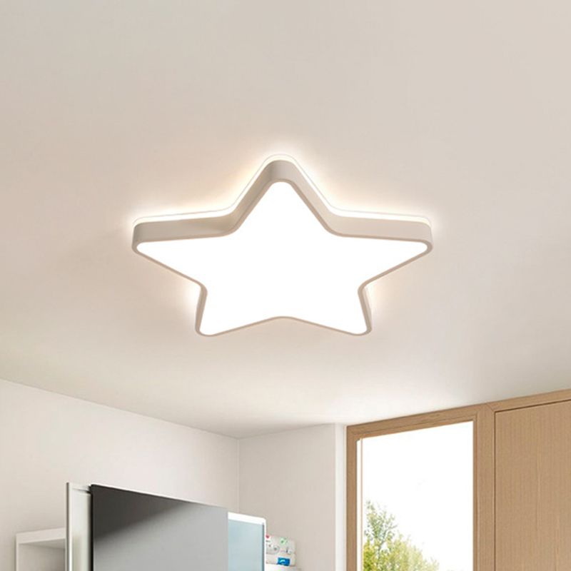 Pink/Blue/White Star Flush Light Cartoon Acrylic LED Flush Mount Ceiling Light in Warm/White Light for Childrens Bedroom