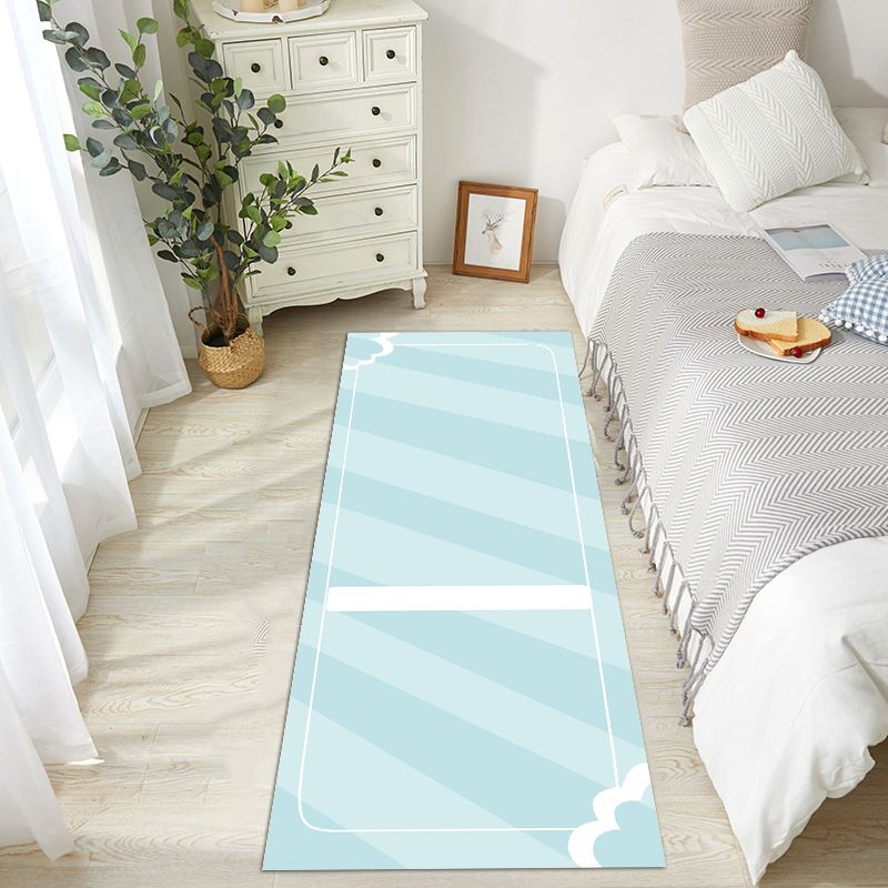Trendy Cloud Pattern Rug Runner Polyester Carpet Non-Slip Backing Area Rug for Bedroom