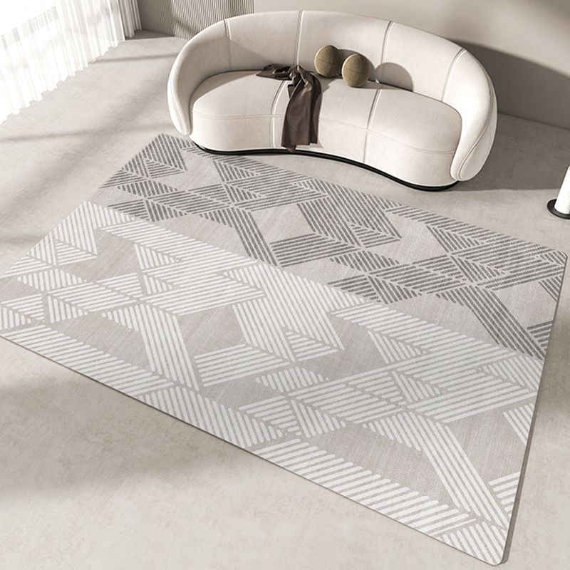 Beige Casual Rug Polyester Striped Rug Stain Resistant Rug for Living Room