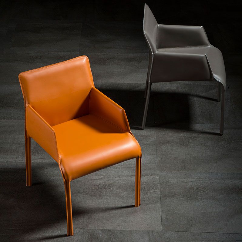 Leather Modern Indoor-Outdoor Chair Restaurant Solid Back Arm Chair