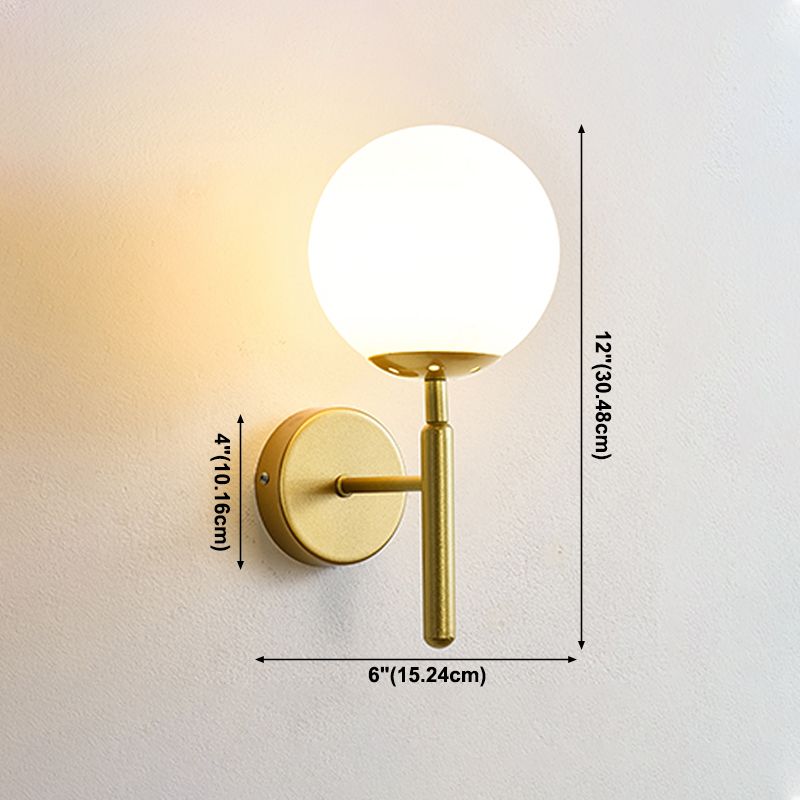 Gold Metal Glass Wall Sconce 1 Blub Wall Mounted Light Fixture for Study Room