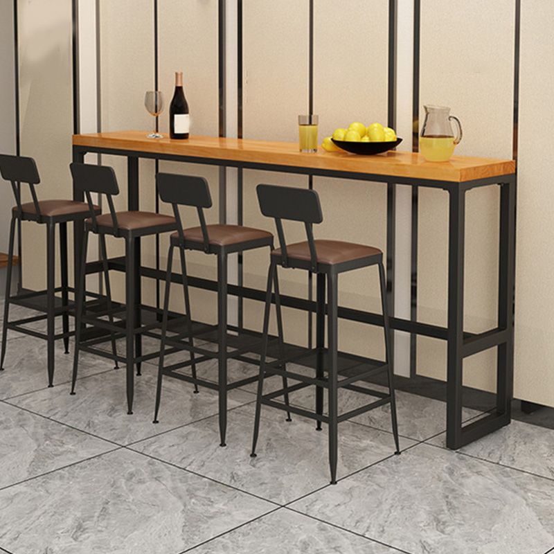 Rectangular Bar-height Table Solid Wood 41.3"H Bar Table with Black Base
