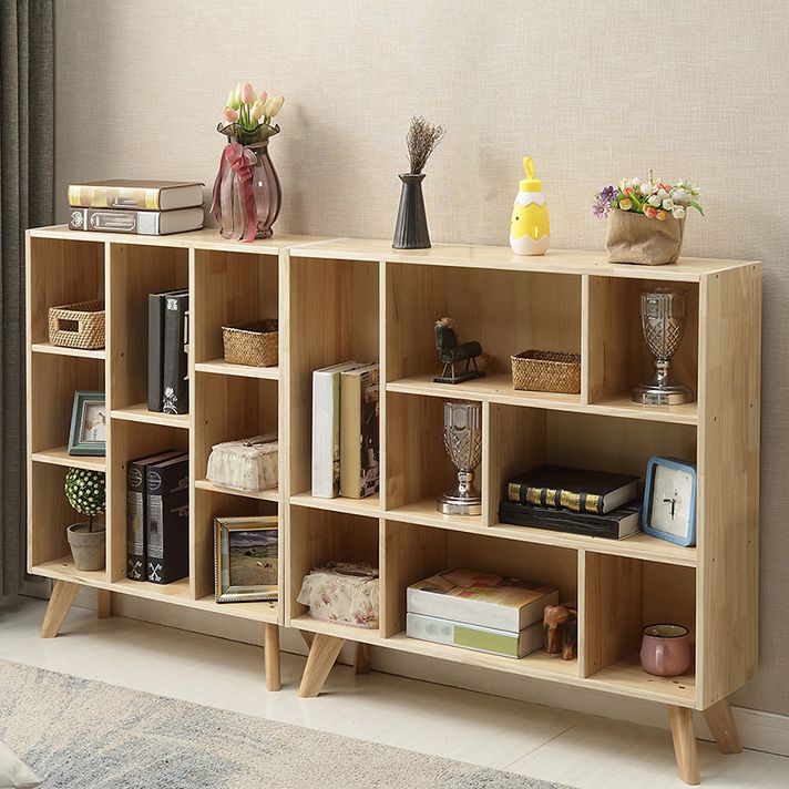 Natural Colour Wooden Standard Bookcase Contemporary Closed Back Bookshelf