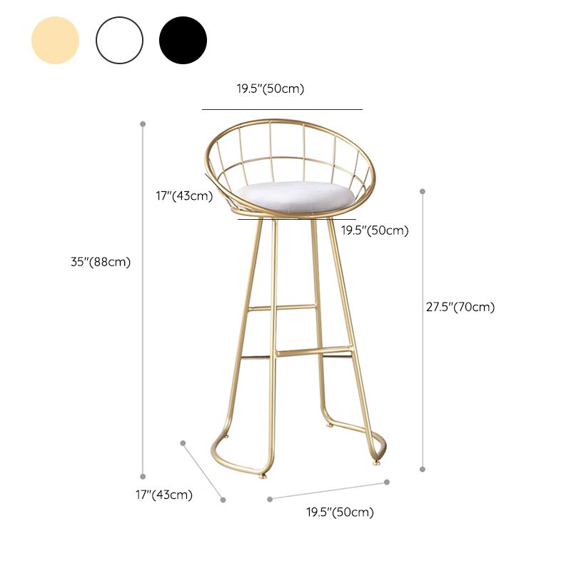 Contemporary Style Counter Stool Upholstered Bar Stool with Metal Base