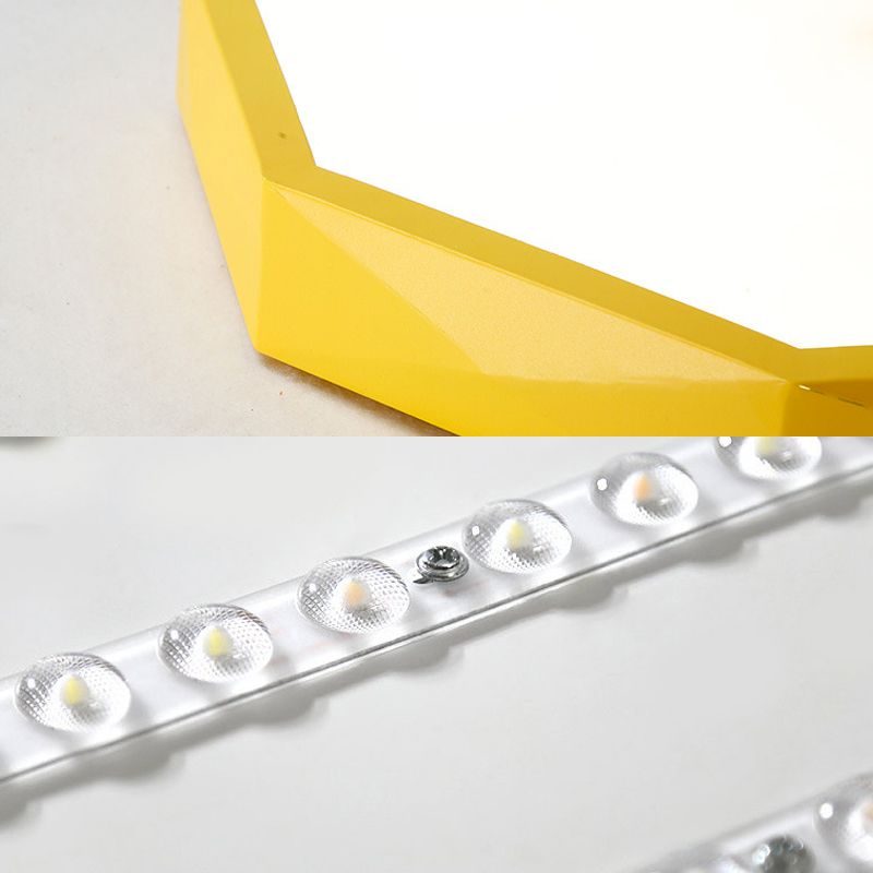 Acrylic Octagon Ceiling Mount Minimal LED Pink/Yellow/Blue Flush Mount Lighting Fixture in Warm/White Light, 16.5"/20.5" W