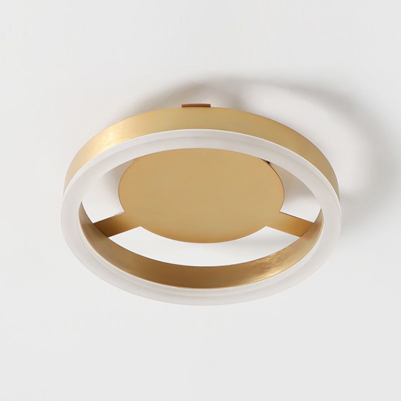 Metal Geometric Shape Flush Mount Light Modern-Style 1 Light Flush Ceiling Light in Gold