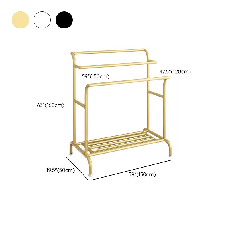 Glam Entry Hall Tree Metal 3 Hanging Rails and Lower Shelf Hall Stand
