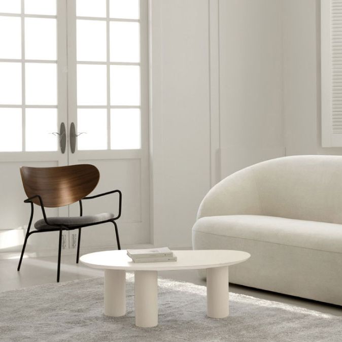 3 Legs Wooden Coffee Table Cloud Shaped Cocktail Table - 13" H