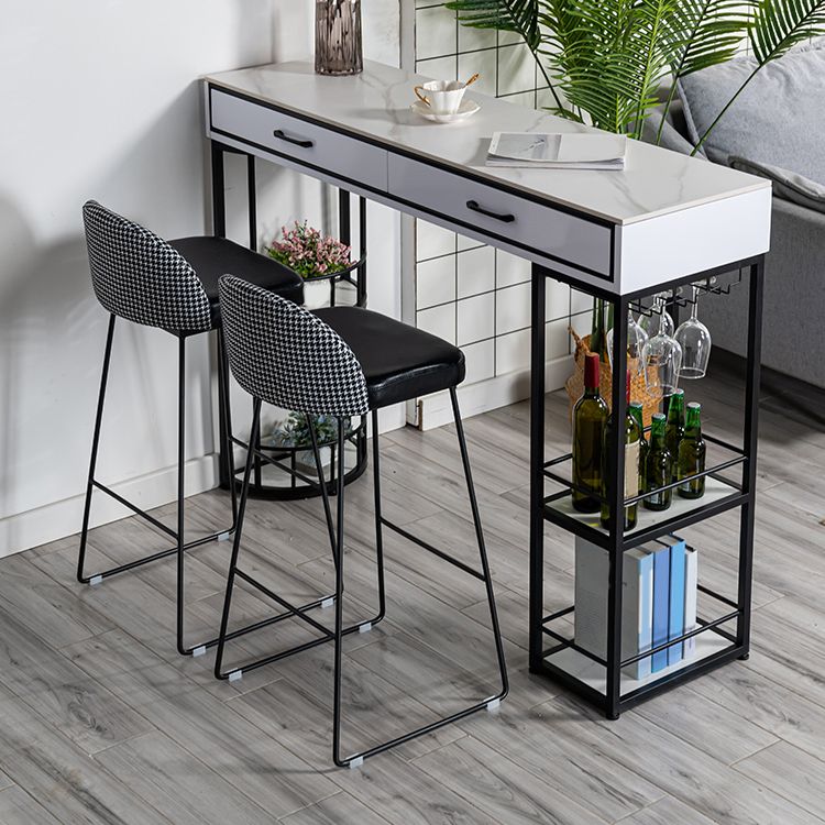 Glam Style Stone Bar Table Set 1/2/3 Pcs Rectangular Pub Set for Indoor