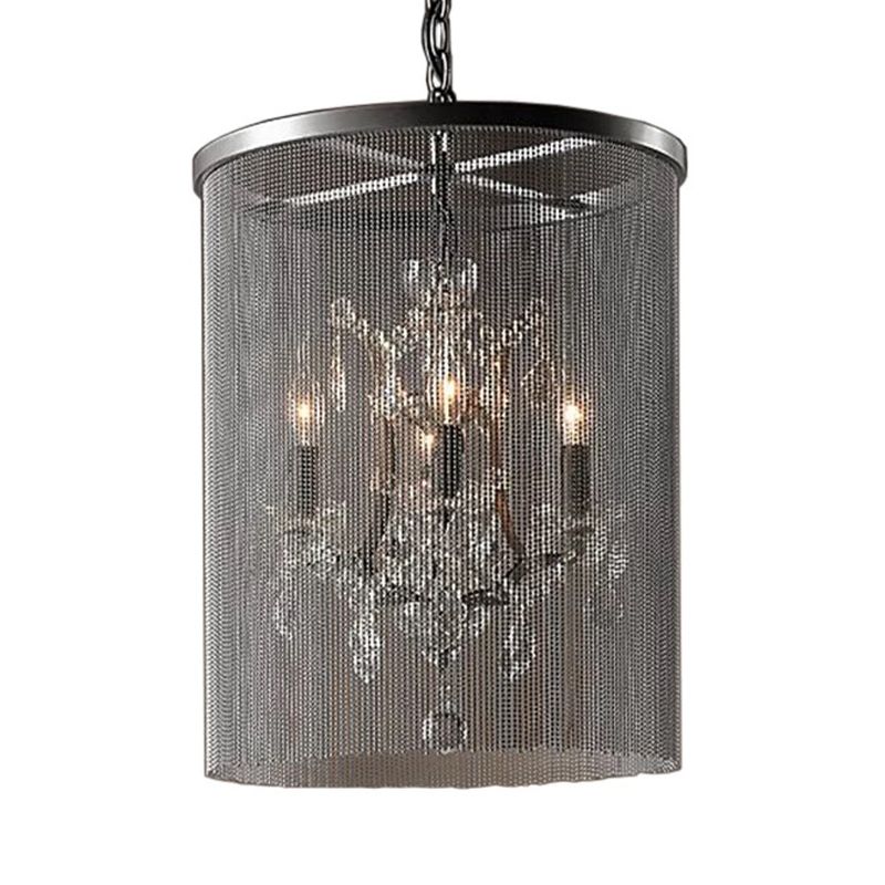 Kristal zwart hangende kroonluchter ronde 4 lichten rustieke hanglamp voor eetkamer