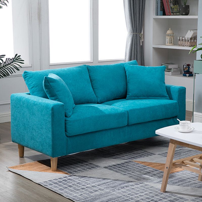 Modern Standard Sofa Pillows Square Arm 2 Seater Living Room Settee