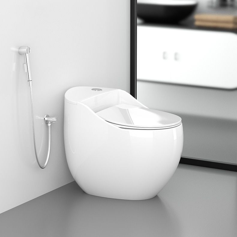 Round-Front Flush Toilet Ceramic Modern One-Piece Toilet with Slow Close Seat