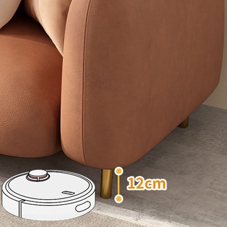 Modern Style Faux Leather Sofa Square Arm Tuxedo Living Room Sofa with Brass Legs