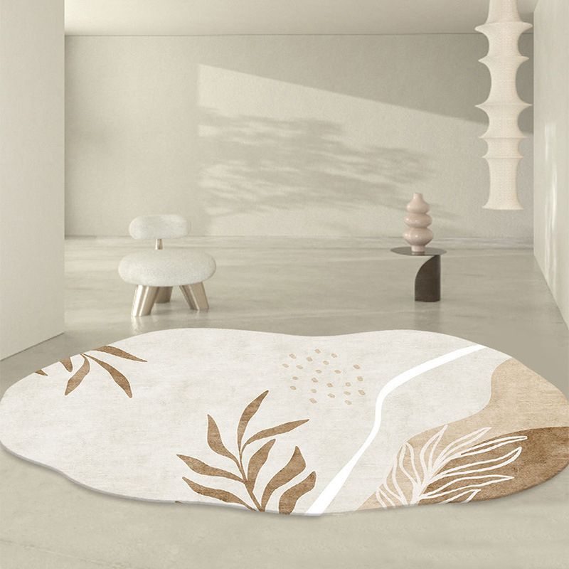 Beige Modern Carpet Polyester Color Lump Area Carpet Washable Carpet for Home Decor