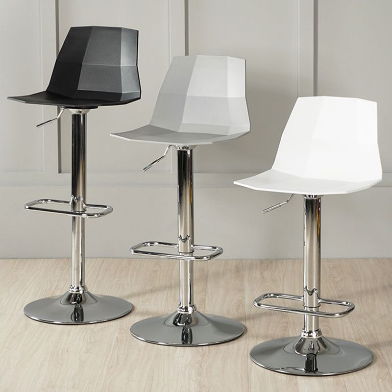 Adjustable Height Swivel Counter Stools Iron Plastic Silver Scandinavian Bar Stools
