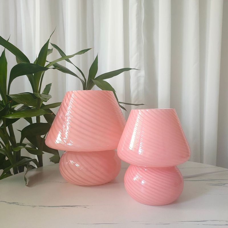 Trendy paddestoelvormige tafellicht macaron glas 1-licht nachtkastje lamp voor slaapkamer