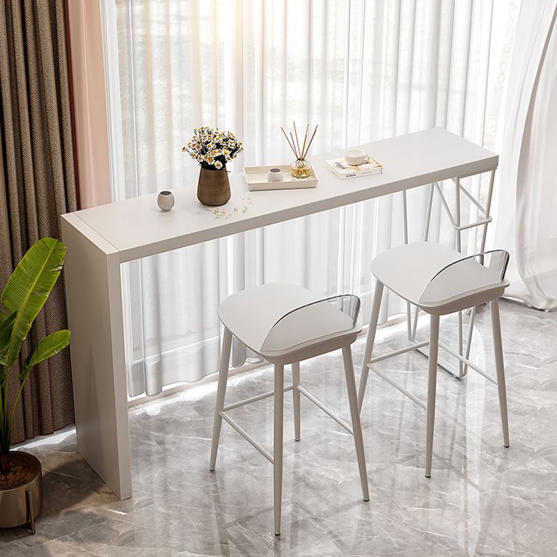 Modern White Bistro Bar Table Rectangle Solid Wood Bar Table for Home