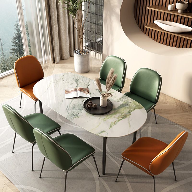 Oval Stone Dining Table Modern Metal Legs Dining Table for Dining Room