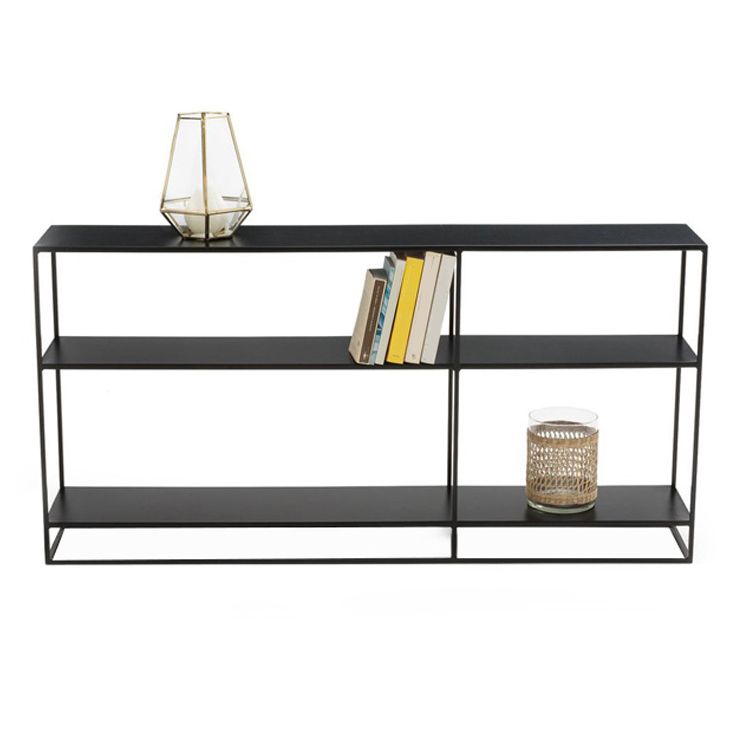 Contemporary Accent Table Antique Finish Sofa Console Table in Metal