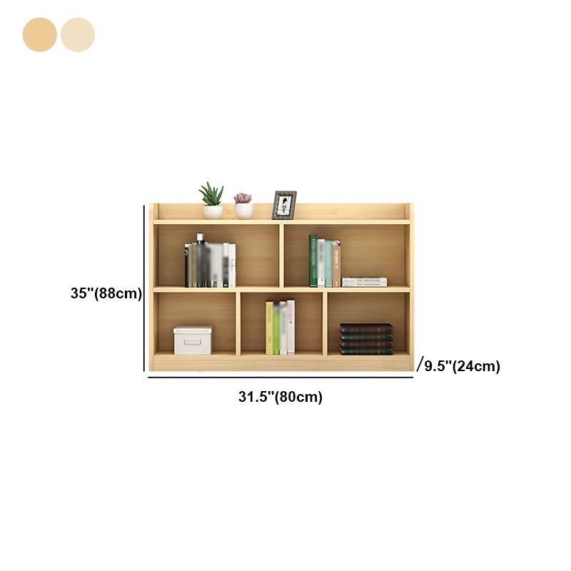 Closed Back Bookshelf Solid Wood Contemporary Style Natural Bookcase for Office