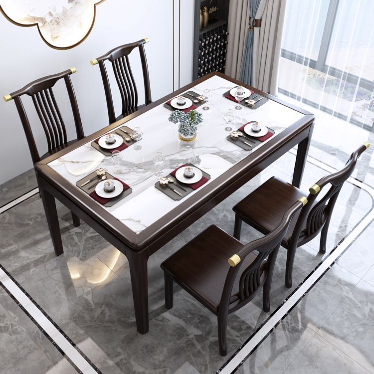 Rechthoek houten kleur eettafel gesinterde stenen tafel halverwege de eeuw met 4 poten