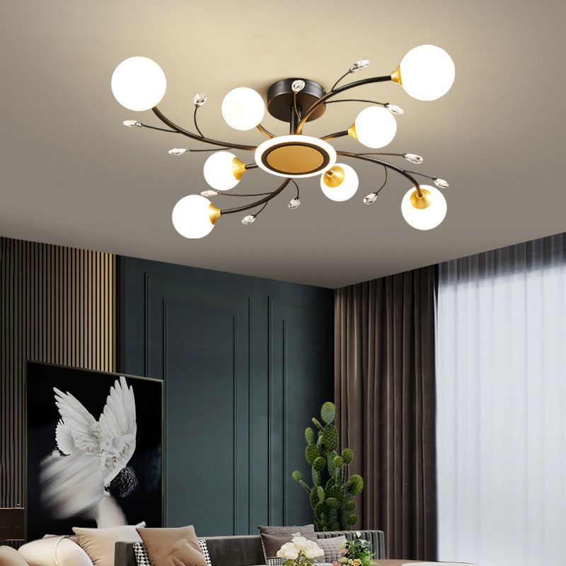 Plafonnier Simplicity en métal, éclairage semi-monté pour chambre à coucher, noir