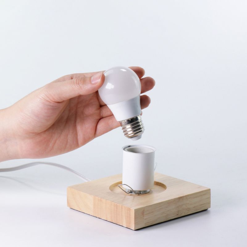 Contemporary Style Wood Desk Lamp White Glass Shade Table Light for Cafe Shop