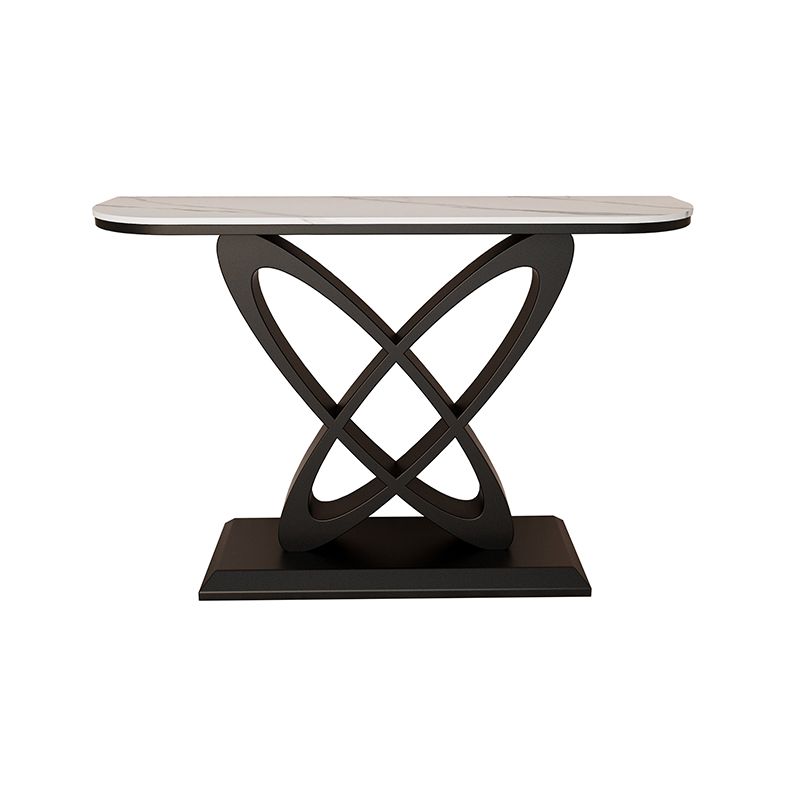 Steel and Stone Sofa Console Table, 31.5" Hall Console Accent Table
