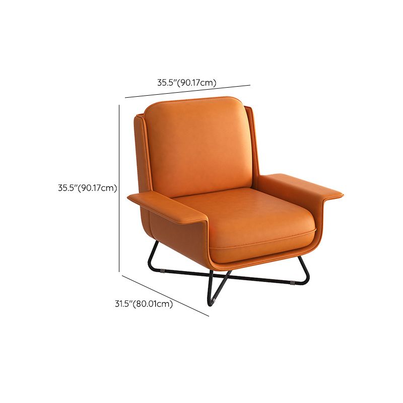 Glam Cross Orange Side Chair Bonded Leather Armless Side Chair for Living Room