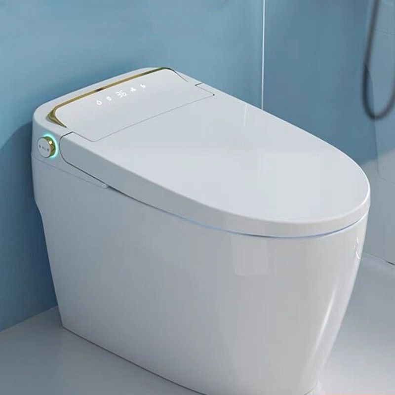 Modern White Concealed Tank Toilet Skirted ABS Floor Mounted Flush Toilet with Seat