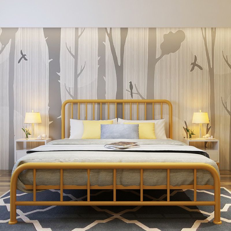 Metal Standard Bed Open-Frame Headboard Bed with Custom Legs