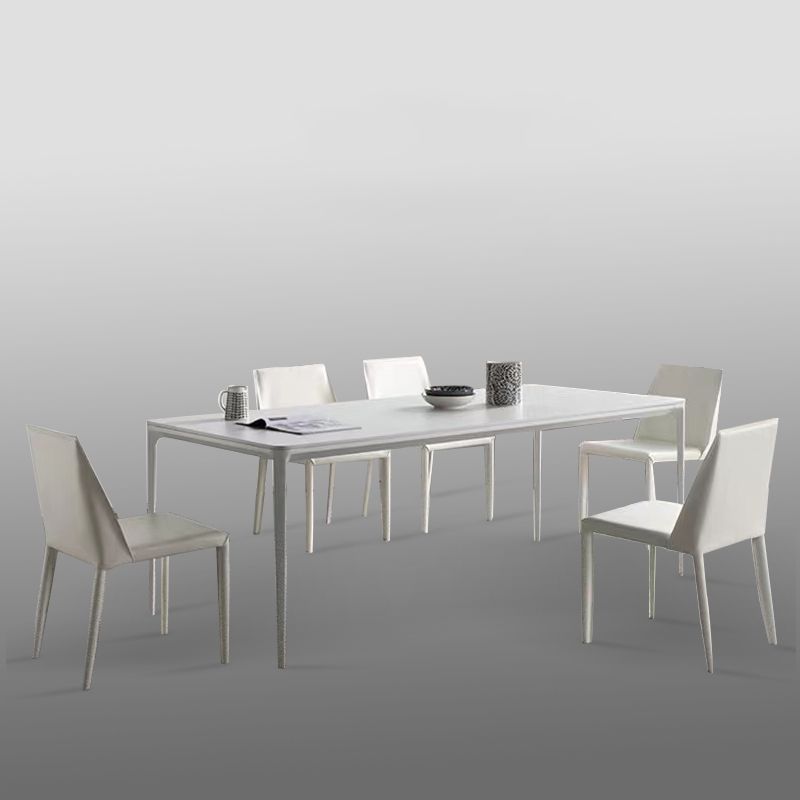 Rectangle Dining Furniture Set 1/4/5/6/7 Pieces Modern Sintered Stone Table Armless Chairs