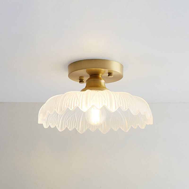 Modern Ceiling Light 1-Light Copper Ceiling Mount Light with Glass Shade for Aisle