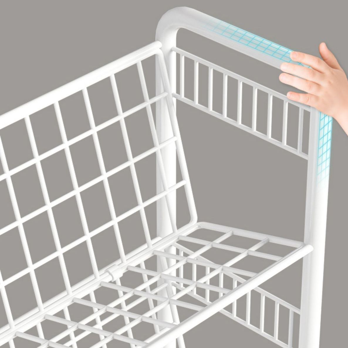 Contemporary Style Metal Bookcase Wheel Bookshelf for Home Office