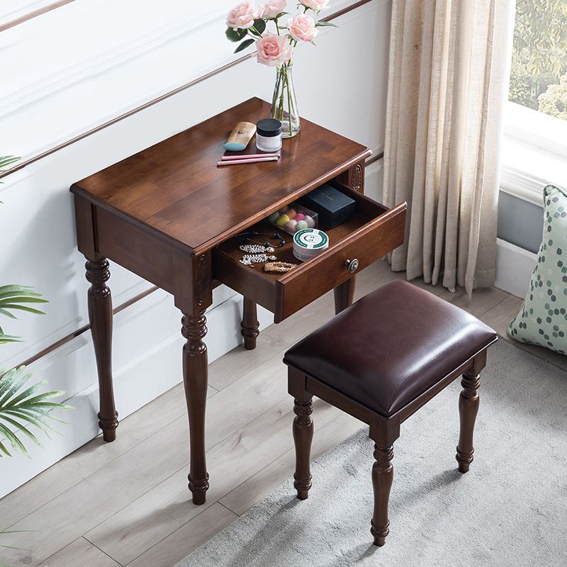 Traditional Rubberwood Bedroom Storage Box 1 Drawers Vanity Table