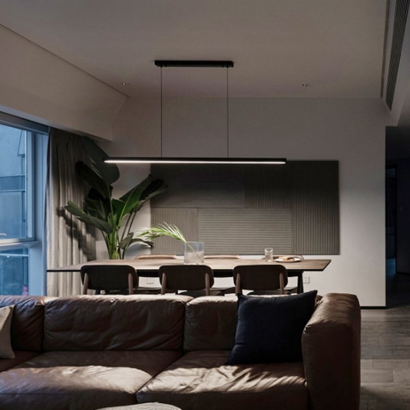 Modern Linear Hanging Island Light LED Hanging Lighting Fixture for Sitting Room