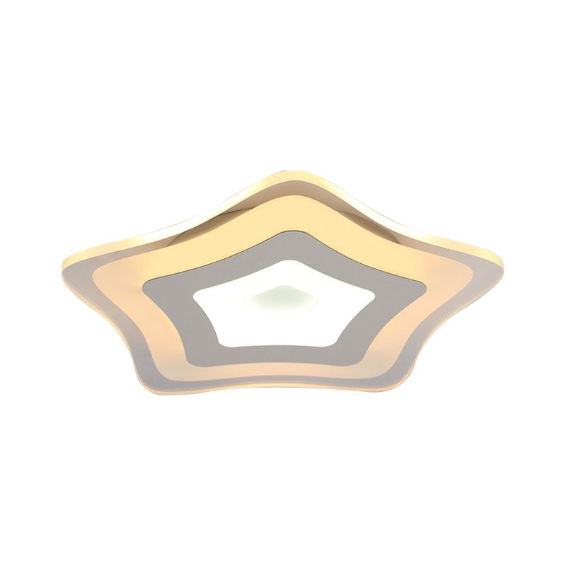 Star Shaped Bedroom Ceiling Lamp Acrylic Modern Ultrathin LED Flush Mount Light in Warm/White Light, 8"/16.5"/20.5" W