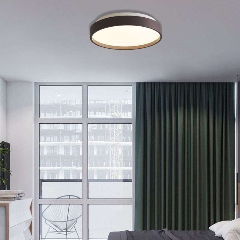 12"/18" Round Flush Light Modern Acrylic 1 Light Flush Mount Ceiling Light in Coffee Bronze/Gold/White for Indoor