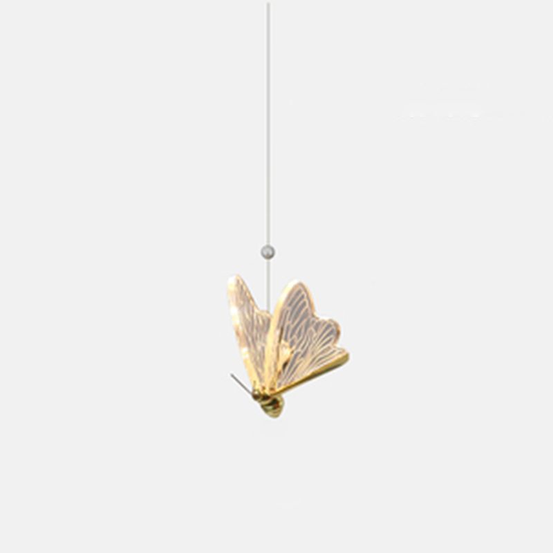 Moderne LED hanger Gold Finish Butterfly Suspension Lighting met acrylschaduw voor trappen