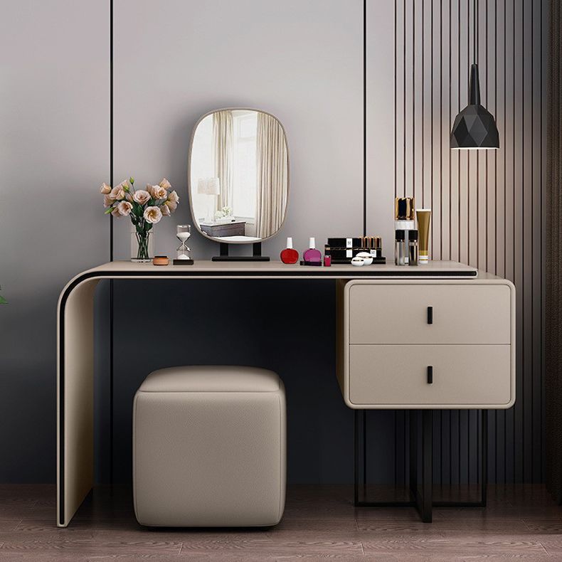 Glam Style 2-Drawer Solid Color Dressing Table Mirror Make-up Vanity