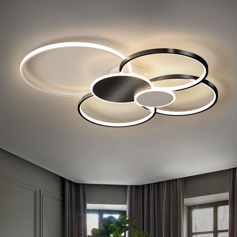 Lámpara de techo LED minimalista con iluminación empotrada y círculo de metal para sala de estar