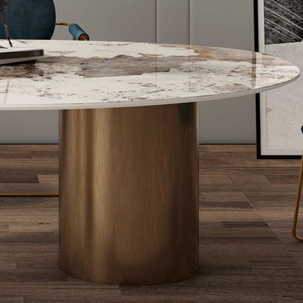Traditional Luxury Oval Dining Site Table Gold Tripod Base Dining Table