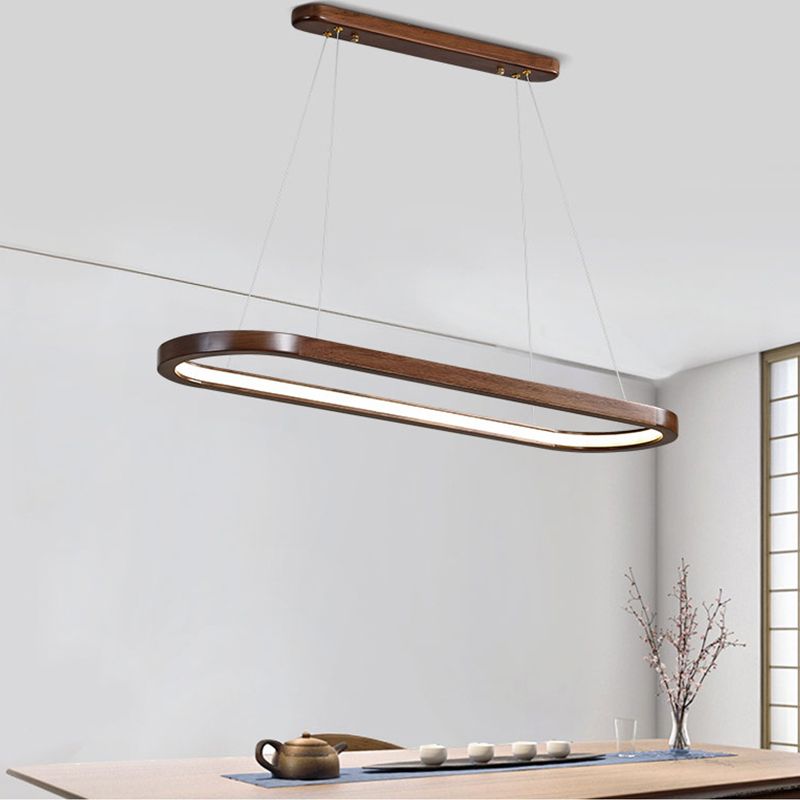 Modern 1-Light Pendant Lighting Wood Oval Island Pendant Light for Kitchen Island