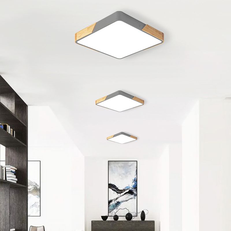 Lámpara de techo cuadrada de acrílico con montaje empotrado, estilo moderno, 1 luz, montaje empotrado