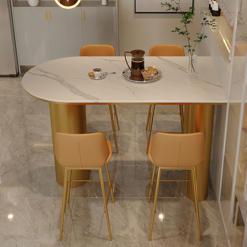 Scandinavian Bucket Counter & Bar Stool Footrest Leather Indoor Counter Stool