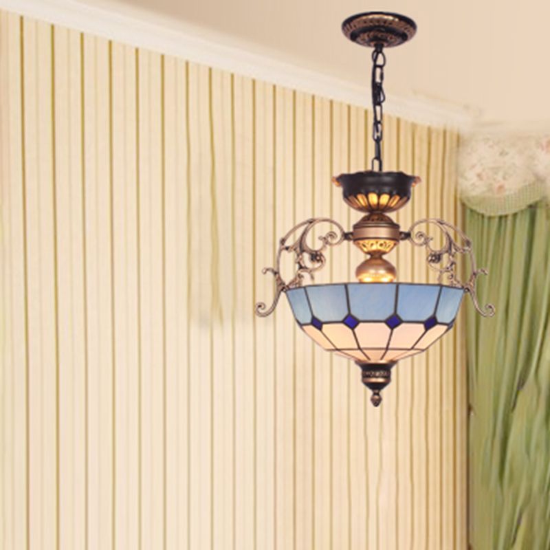 Lumo a pendente sospeso Mediterraneo colorato in vetro invertito Dome lampadario lampadario