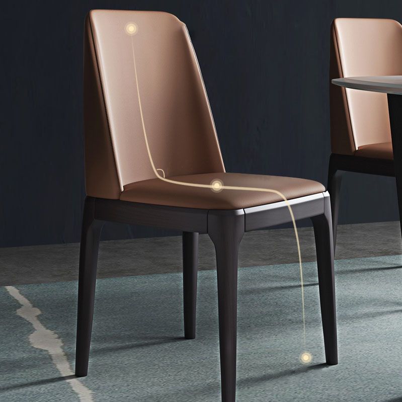 Silla de comedor de madera de goma industrial para acabado mate de cuero silla lateral (juego de 2)