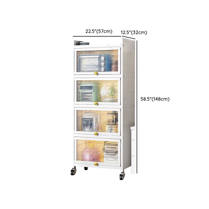 white Metallic Buffet Sideboard 12.6-inch wide Dining Server with wheels