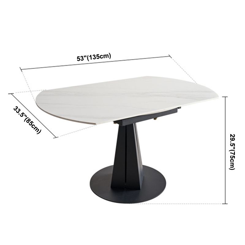 Mesa de comedor de hoja redonda moderna Mesa de piedra sinterizada con base de pedestal, 53.1 "L x 33.5" W x 30 "H
