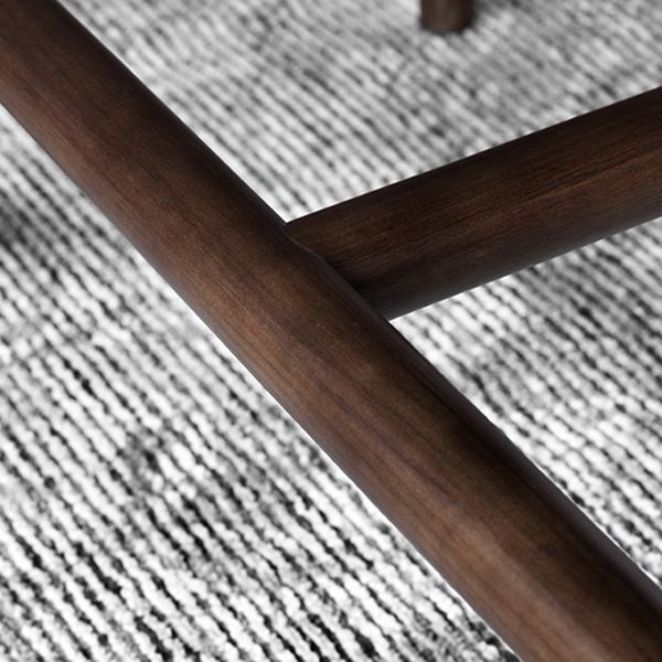 Solid Wood Mid-Century Modern Table Rectangle Sintered Stone Top Table with Trestle